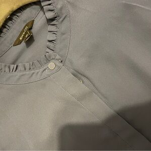 RW&CO Ruffle Neck Long Sleeve Blouse – Blue Grey